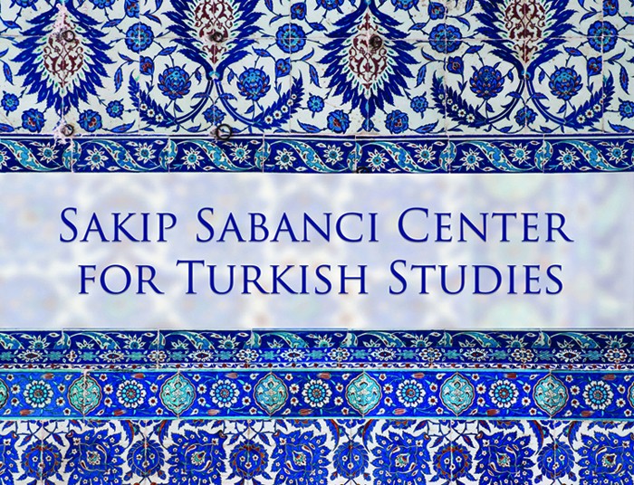 "Sakıp Sabancı Center for Turkish Studies" against a blue mosaic title background