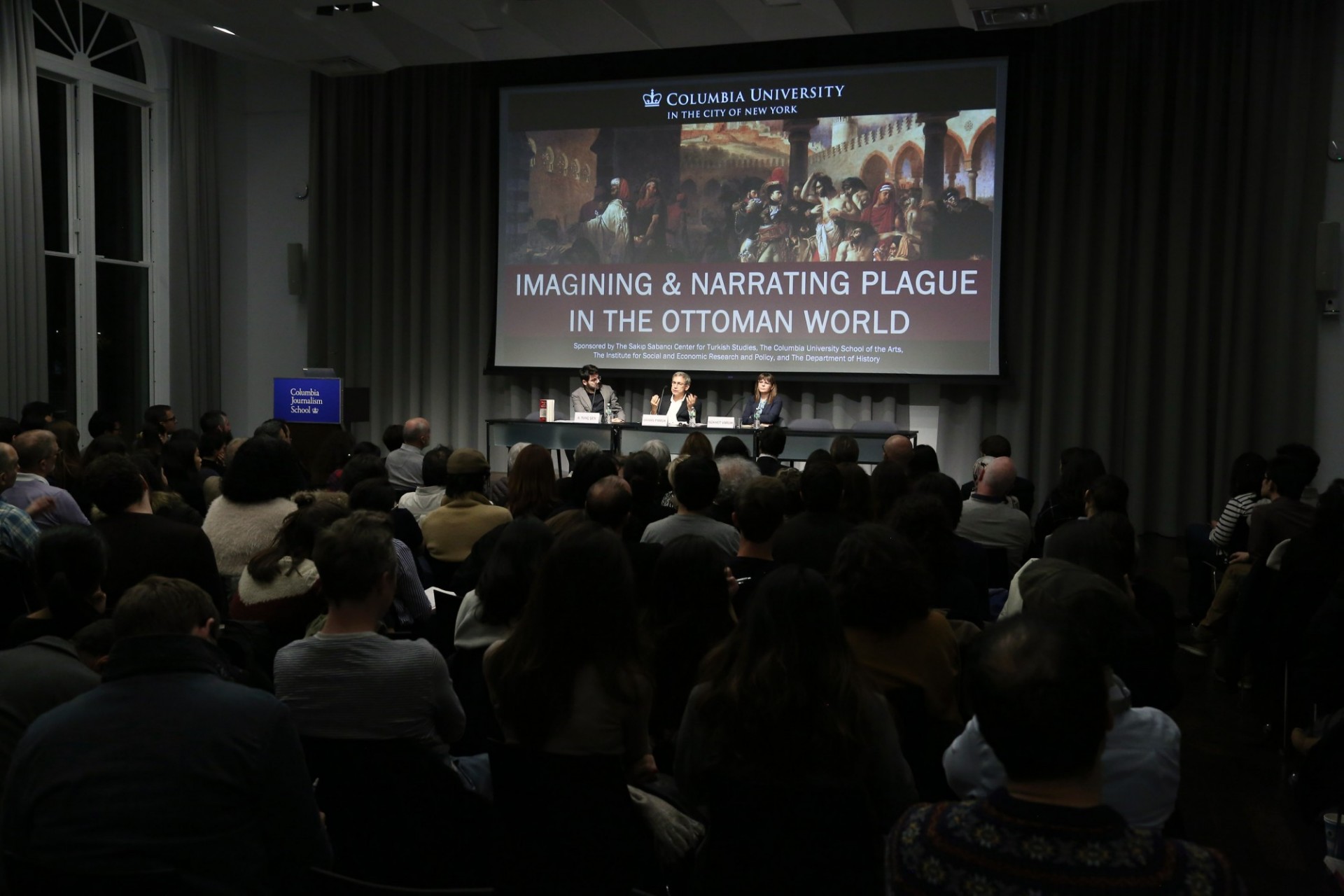 Photo credit: Michael Dames for The Sakıp Sabancı Center for Turkish Studies, 11/12/18 "Imagining & Narrating Plague in the Ottoman World: A conversation with Orhan Pamuk and Nükhet Varlık"