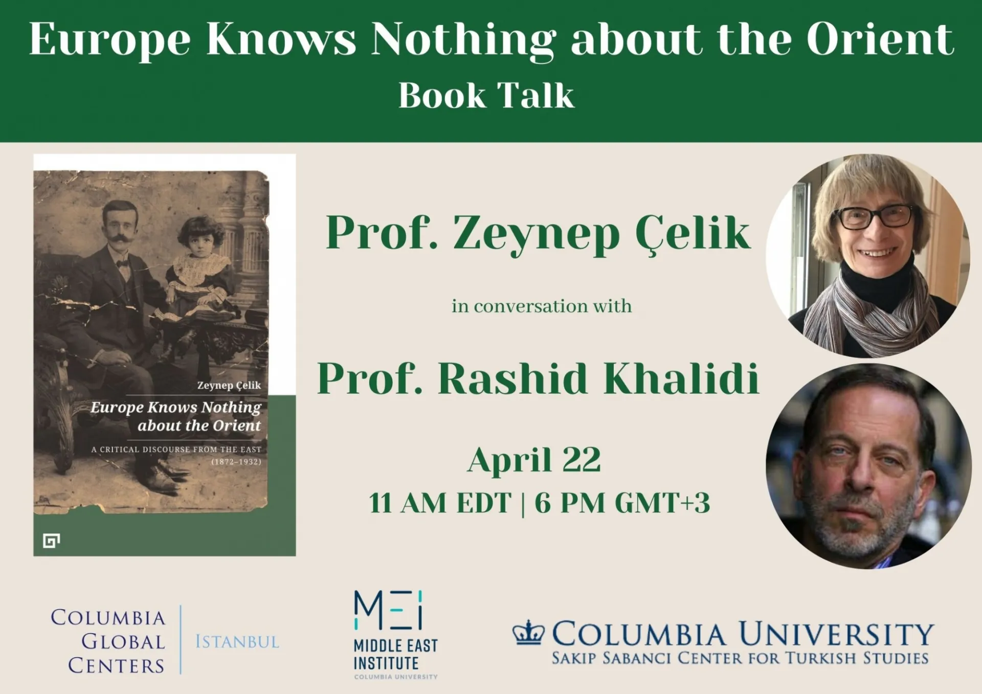 Poster for book launch event for Europe Knows Nothing about the Orient