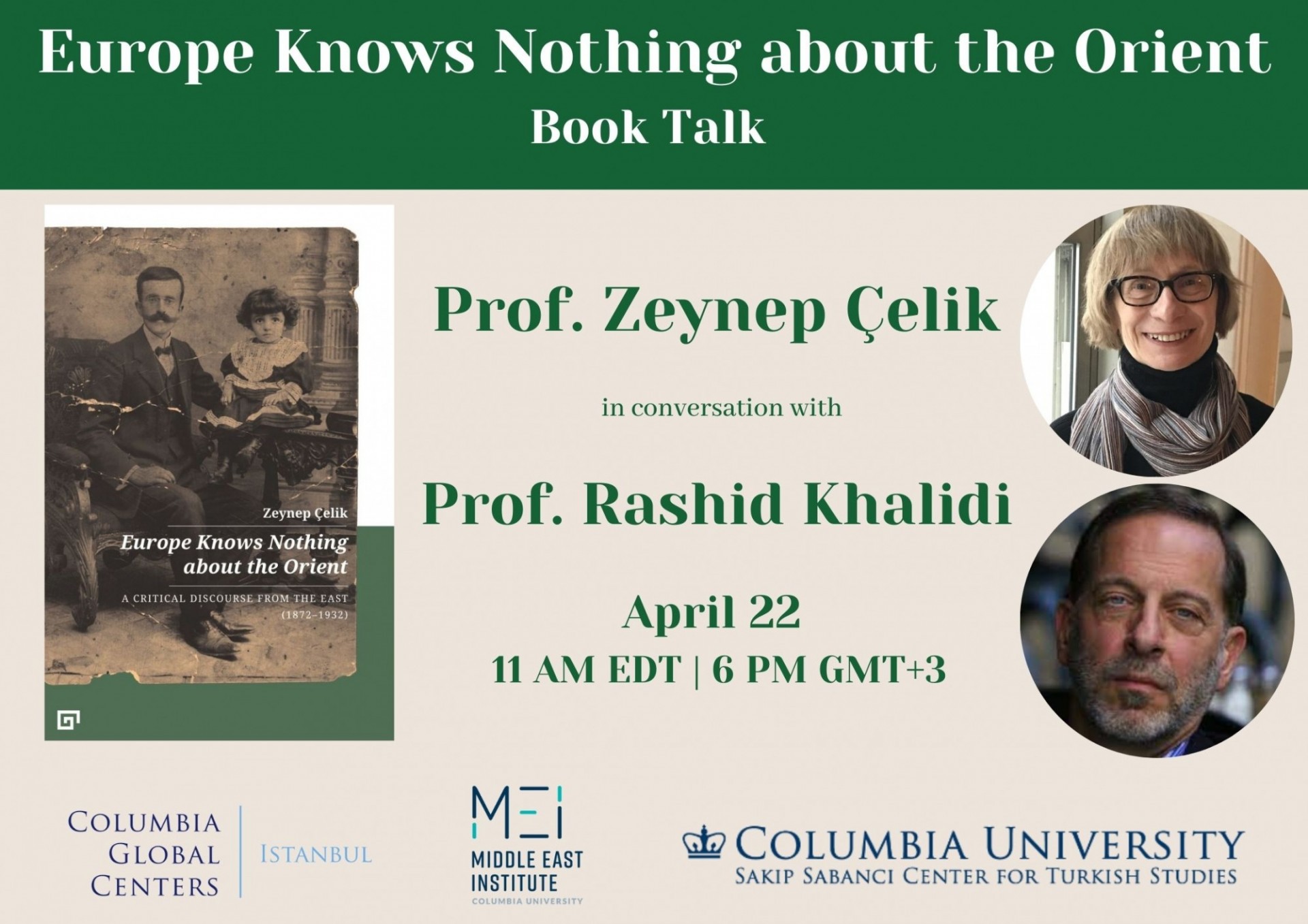 Poster for book launch event for Europe Knows Nothing about the Orient