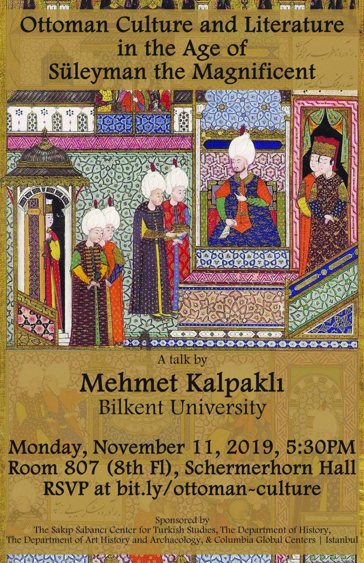Flyer advertising event Ottoman Culture and Literature