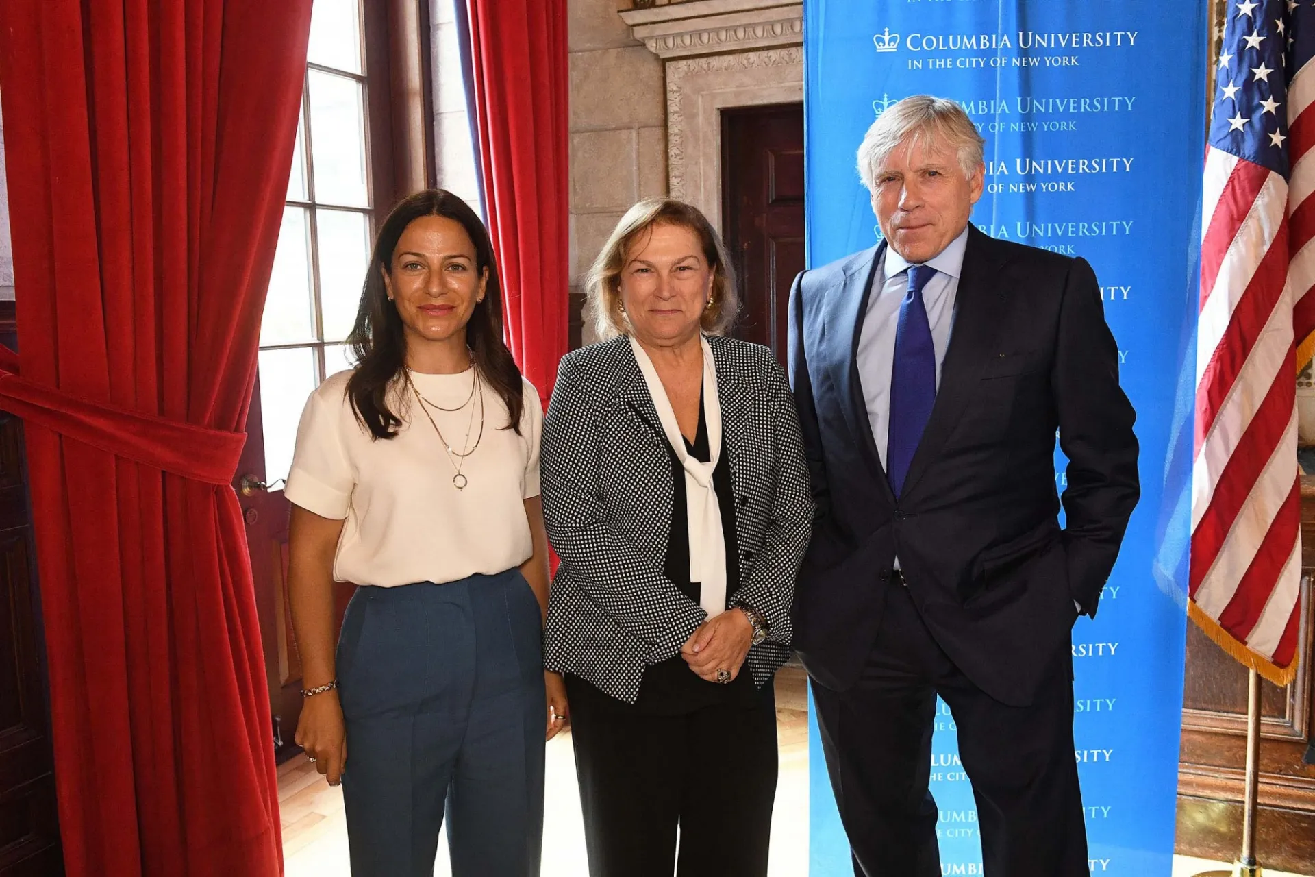 Sevil Sabancı, Güler Sabancı, and Lee C. Bollinger at the launch of the Sakıp Sabancı Center for Turkish Studies