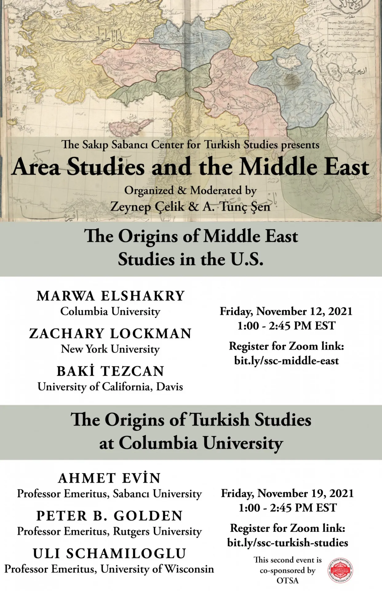 Flyer advertising the event series "Area Studies and the Middle East"