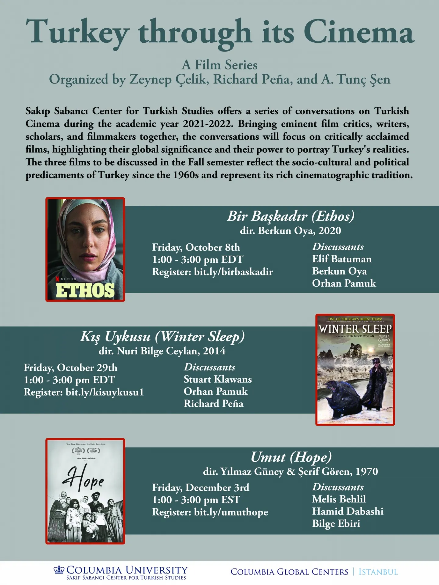 Poster announcing event series Turkey through its Cinema