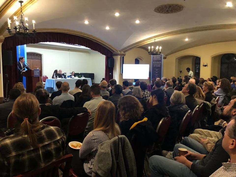 Photo of speakers and audience at event X-Raying Turkey